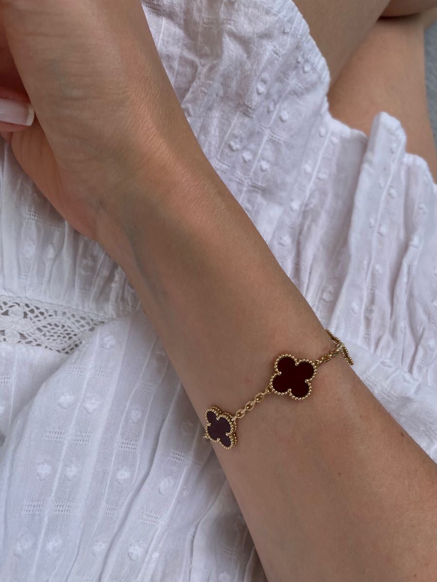 Pulseira Vintage Alhambra 5 Trevos - Preto Semijoia