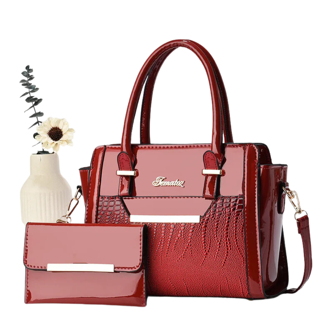 Kit Bolsa feminina crocodilo + carteira de brinde