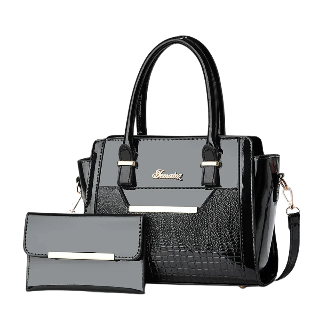 Kit Bolsa feminina crocodilo + carteira de brinde