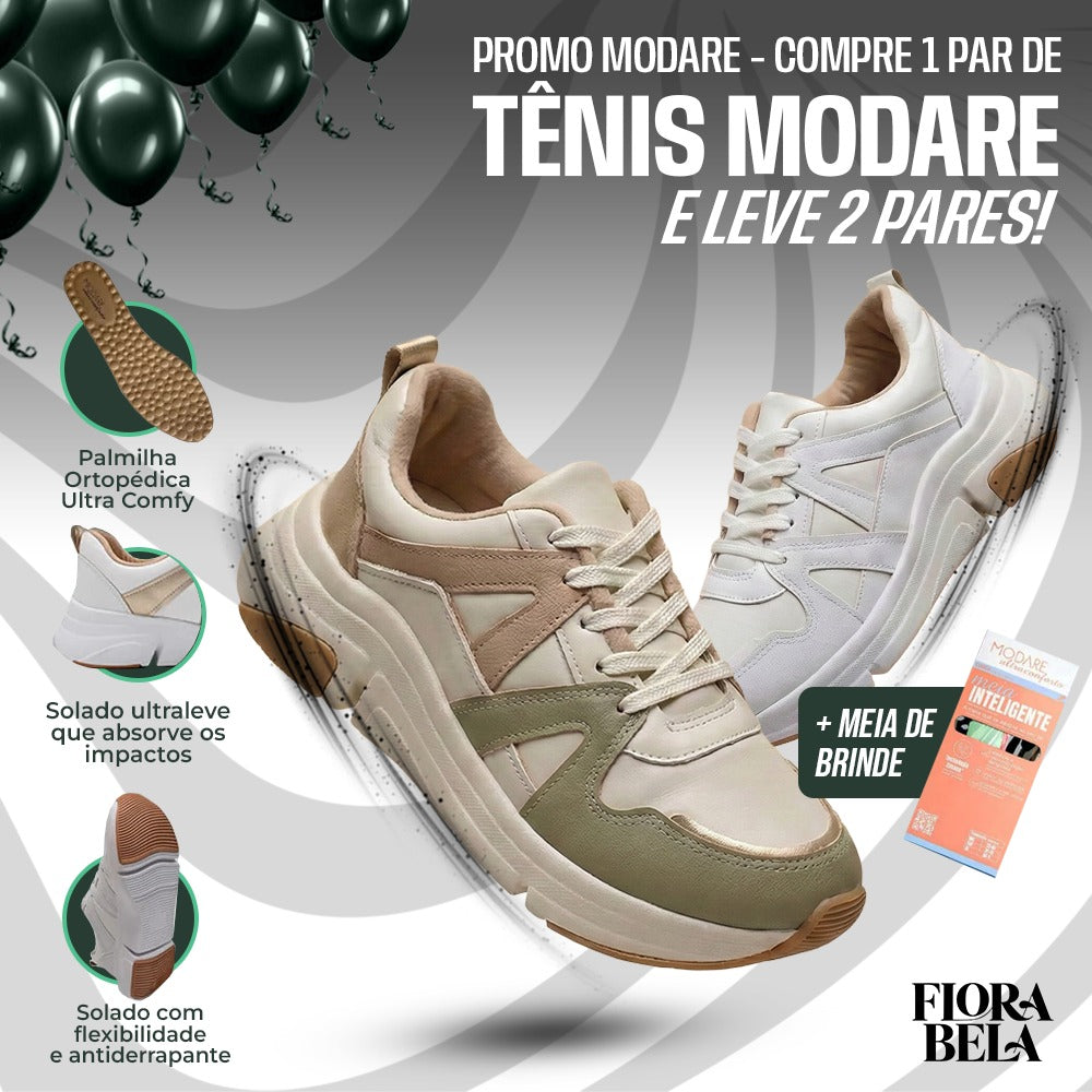 Compre 1 Leve 2 Tênis Ortopédico Modare + Meia Inteligente - [PROMO MODARE]